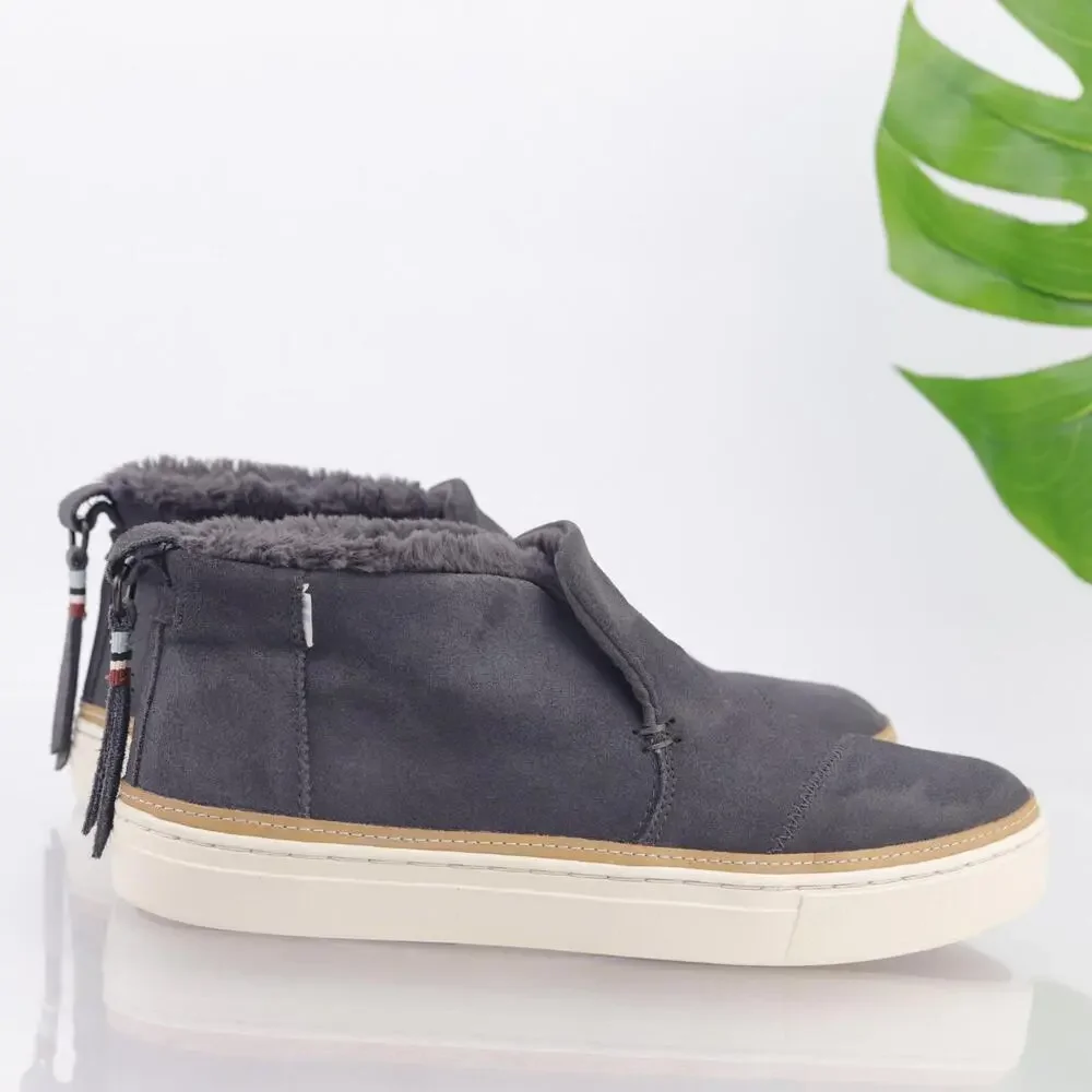 TOMS Womens Paxton‎ Sneaker Boots Size 9 Gray Suede Fur Lined Shoes Boho Comfort